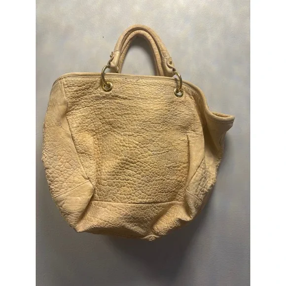 Aleanto Collezioni Leathe Tote Bag Women Cream Good Made in Italy Studded Handle - Picture 3 of 11